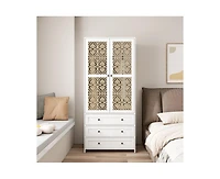 Casainc Tall Cabinet with Hollow pattern 2 door 3 drawer wardrobe