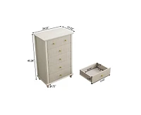 Casainc 45" Tall Modern Storage Cabinet with Fluted 5 Drawer and Metal Handle