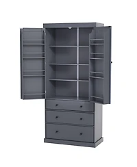 Casainc 77" Freestanding Tall Kitchen Pantry Cabinet with Drawers and Adjustable Door Shelves