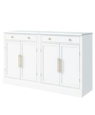 Casainc Set of 2 Freestanding Kitchen Pantry Cabinets with Drawer Adjustable Storage Shelves