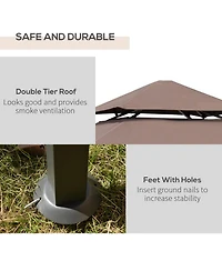 Outsunny 8' x 5' Grill Gazebo with Double Roof Bbq Gazebo,
