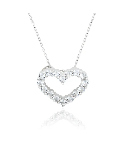 Suzy Levian Sterling Silver White Topaz Heart Eternity Pendant