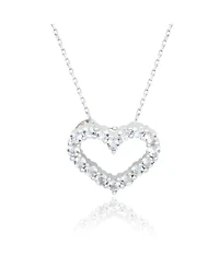 Suzy Levian Sterling Silver White Topaz Heart Eternity Pendant