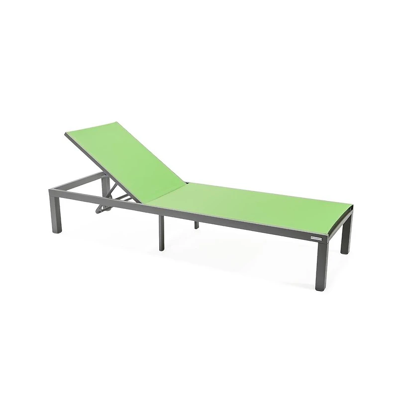 LeisureMod Marlin Patio Chaise Lounge Chair With Grey Aluminum Frame