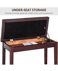 Homcom Pu Leather Piano Bench Padded Double Duet Storage Upholste Seat
