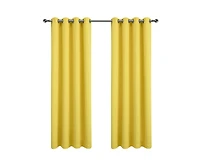 Kate Aurora 100% Hotel Thermal Blackout Yellow Grommet Top Curtain Panels - 50 in. W x 45 in. L, Yellow
