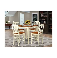 East West Furniture 5 Pcpub Table set - high Table and 4 bar stools