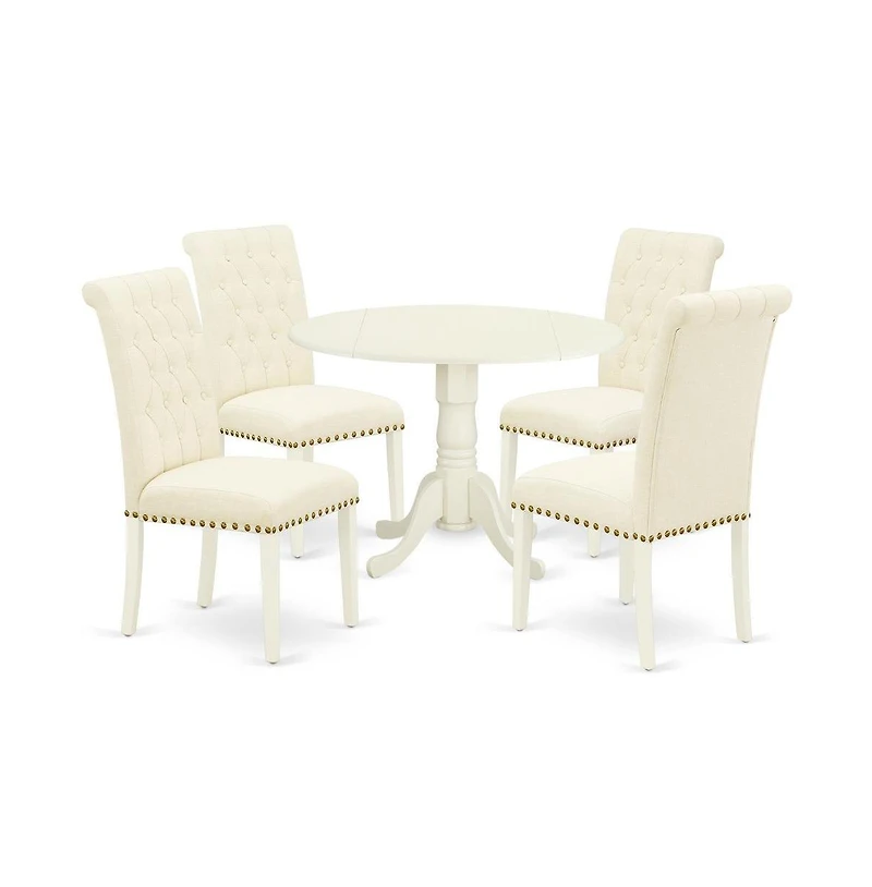 East West Furniture Dining Room Set Linen White