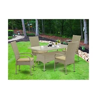 East West Furniture Wicker Patio Set Natural Linen