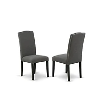 East West Furniture 6-Pc Dining Table Set - 4 Dining Chairs, a Modern Bench Cement Top and 1 Modern Cement Dining Table Top