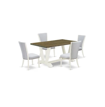 East West Furniture 5-Pc Dinette Set Consists of 4 Modern Chairs with Upholstered Seat and Stylish Back-Rectangular Wood Dining Table