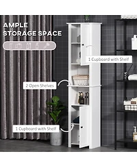 67” Wooden Tall Free Sding Sd Alone Bathroom Linen Tower Storage Cabinet