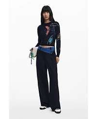 Desigual Women's Fine sweater with floral strokes