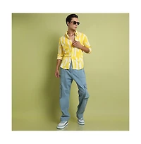 Campus Sutra Men's Lemon Yellow Abstract Print Shirt