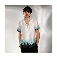 Campus Sutra Men's Ivory White & Pine Green Ombre Shirt
