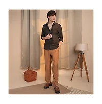 Campus Sutra Men's Chocolate Brown & Charcoal Black Gingham Shirt