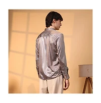 Campus Sutra Men's Metallic Brown Sheen Chevron Shirt