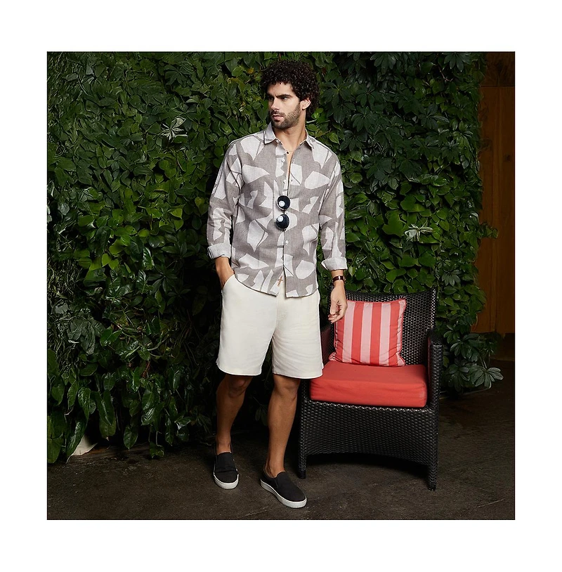 Campus Sutra Men's Tan Brown Abstract Heathered Shirt