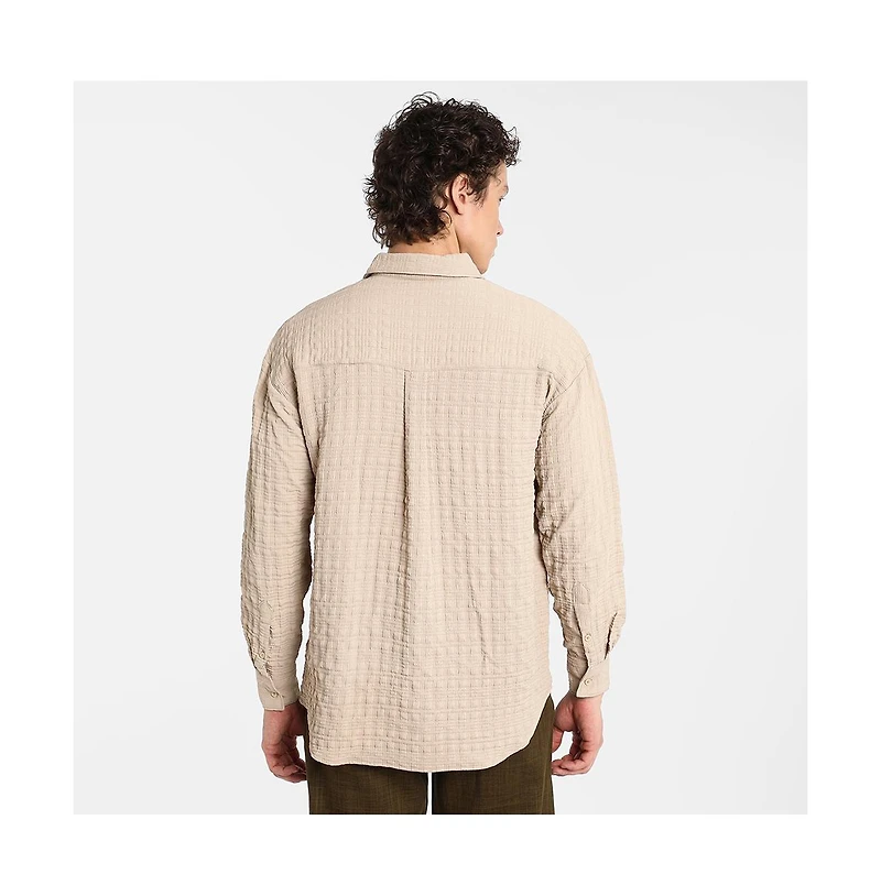 Campus Sutra Men's Saltbox Beige Dimentional-Textured Shirt