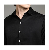Campus Sutra Men's Onyx Black Abstract-Textured Shirt