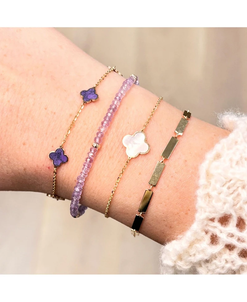 The Lovery Mini Amethyst Clover Bracelet 14K Gold