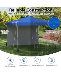 Gymax 10 X Ft Pop up Canopy Tent w/ 1 Sidewall Wheeled Bag 8 Stakes & 4 Wind Ropes