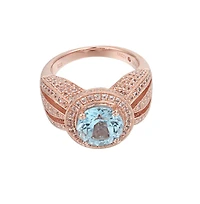 Suzy Levian Sterling Silver Round Cut Center Topaz Cocktail Ring