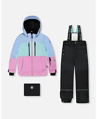 Deux par Toddler Girls Two-Piece Teknik Snowsuit with Colorblocked Jacket and Solid Pant Black - Toddler|Child