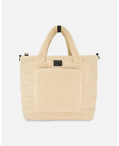Deux par Deux Adult Unisex Sherpa Tote-Style Diaper Bag Beige - Adult