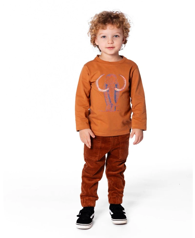 Deux par Baby Boy Cotton Long Sleeve T-Shirt Cashew Brown