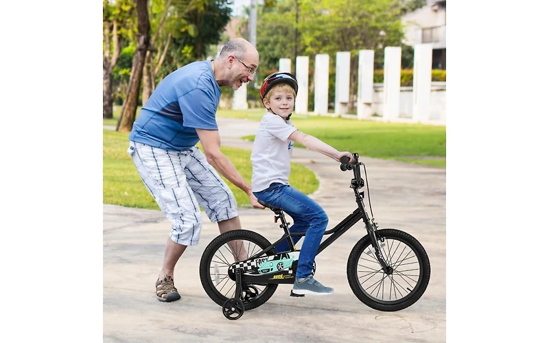 18 Inch Kids Bike Adjustable for Ages 4-8 with Low-Step Frame