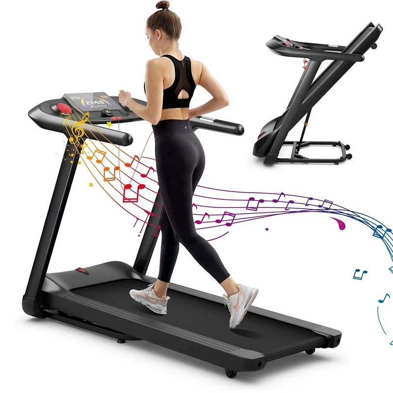 4.75HP Folding Treadmill with Preset Programs and Touch Screen Control