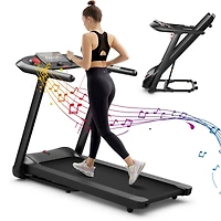 4.75HP Folding Treadmill with Preset Programs and Touch Screen Control