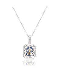 Suzy Levian Sterling Silver Emerald Cut Sapphire Halo Pendant