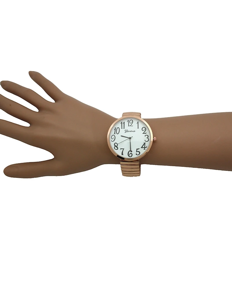 Olivia Pratt Rose Gold Super Large Face Stretch Strap Watch