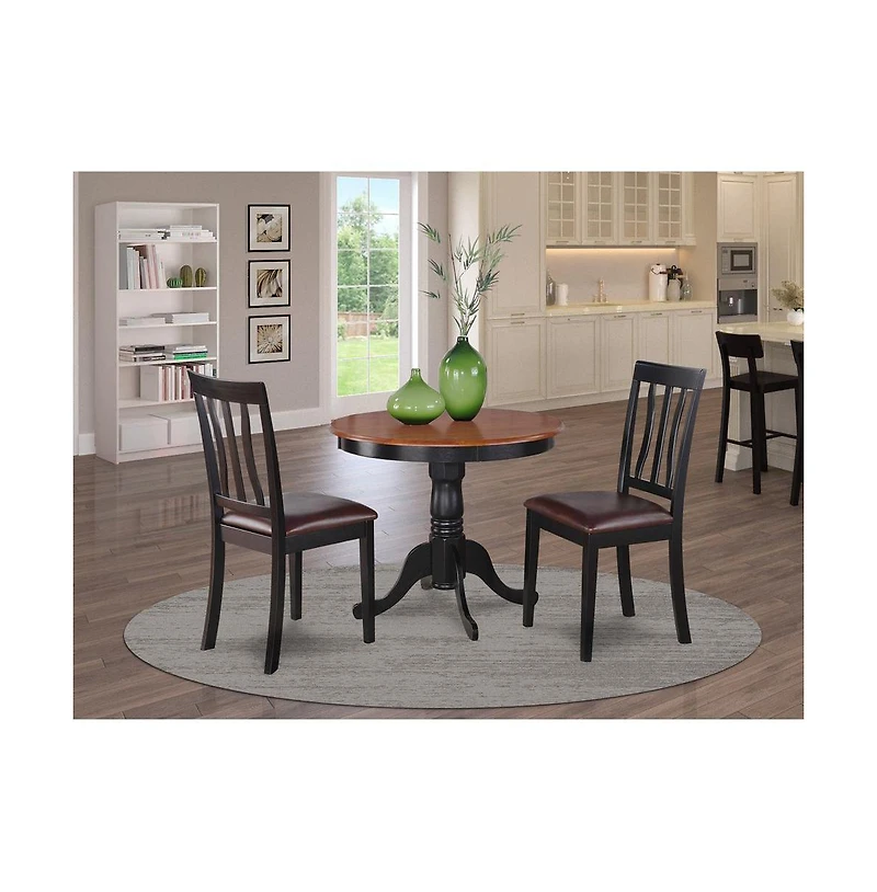 East West Furniture 3 Pc Kitchen Table set-breakfast nook with 2 Kitchen Dining Chairs