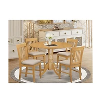 East West Furniture 5 Pc small Kitchen Table set-round Kitchen Table and 4 Dining Chairs