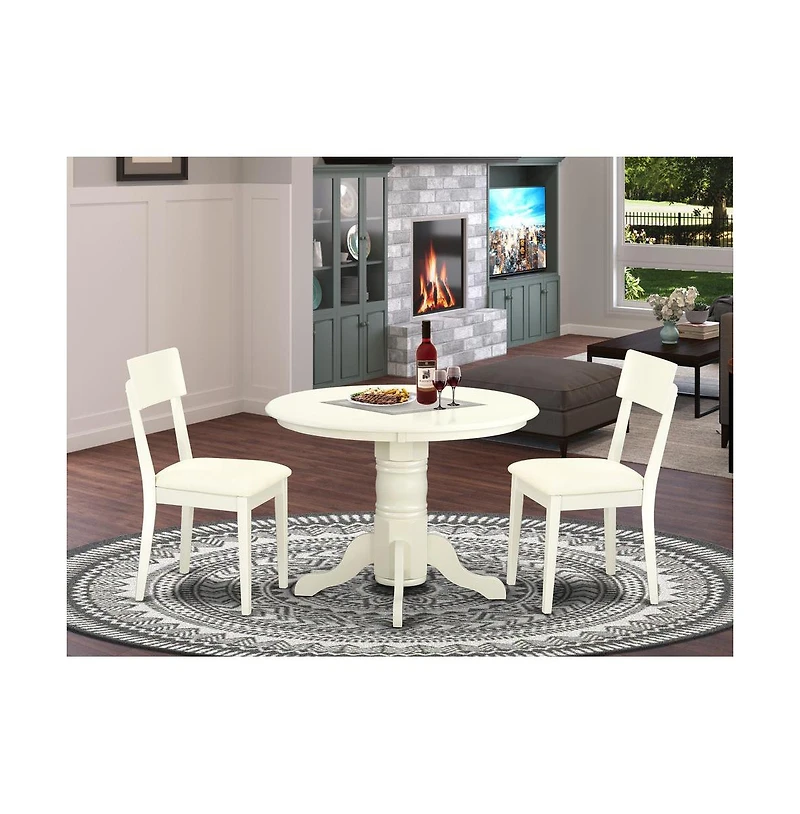 East West Furniture Dining Room Set Linen White