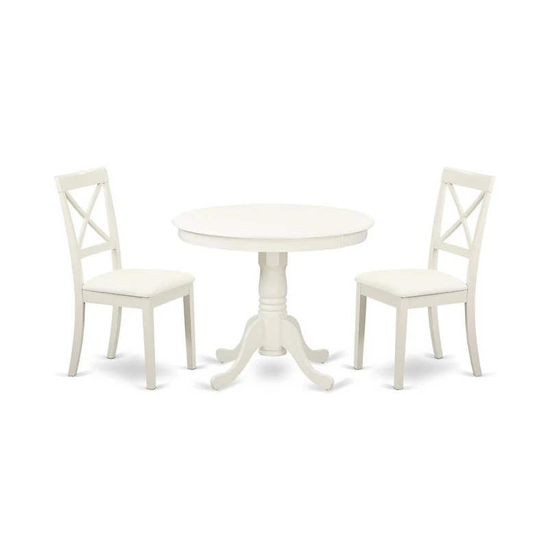 East West Furniture Dining Room Set Linen White