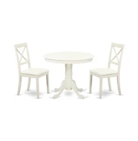 East West Furniture Dining Room Set Linen White