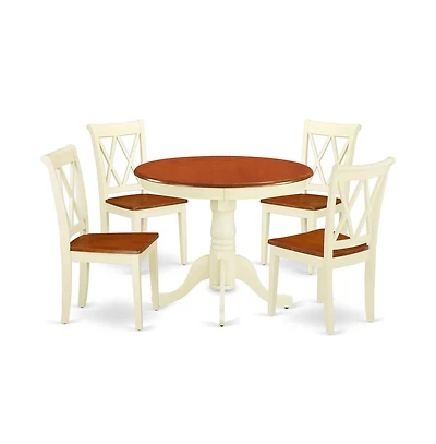 East West Furniture Dining Room Set Buttermilk & Cherry