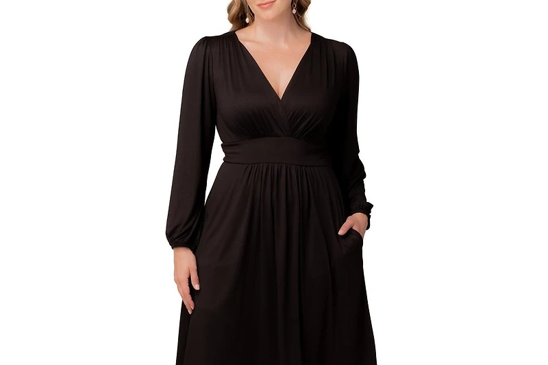 Kiyonna Plus Diana Long Sleeve Midi Dress