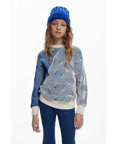 Desigual Girls's Textured striped sweater
