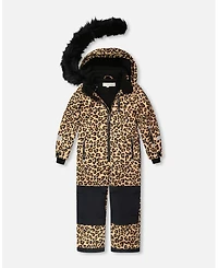 Deux par Girl One-Piece Play Snowsuit Beige Leopard