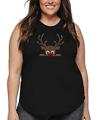 La Pop Art Plus Peeking Reindeer Word Tank Top