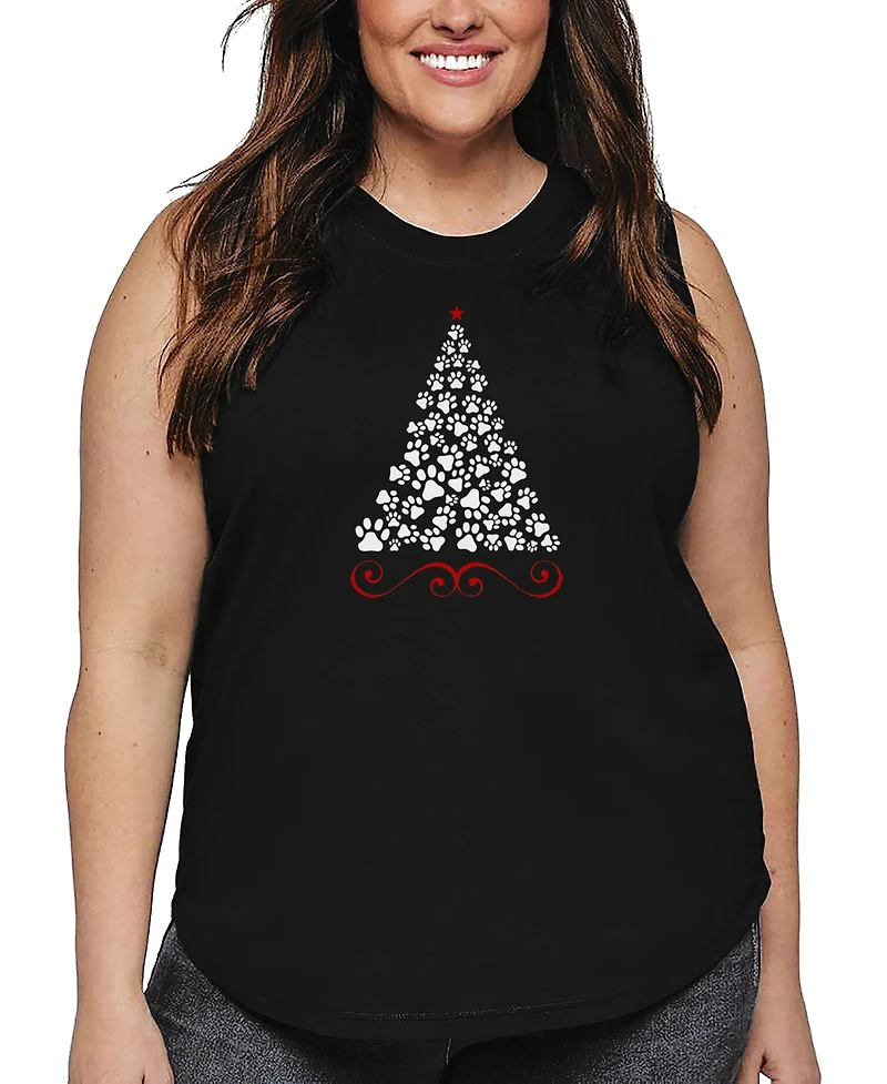 La Pop Art Plus Paw Christmas Tree Tank Top