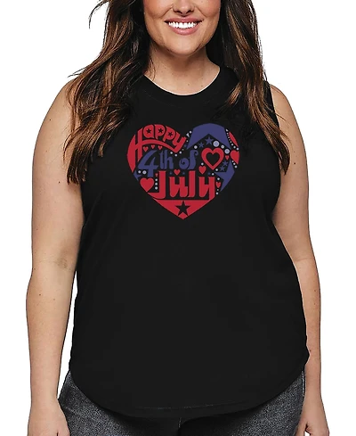 La Pop Art Plus July 4th Heart Word Tank Top