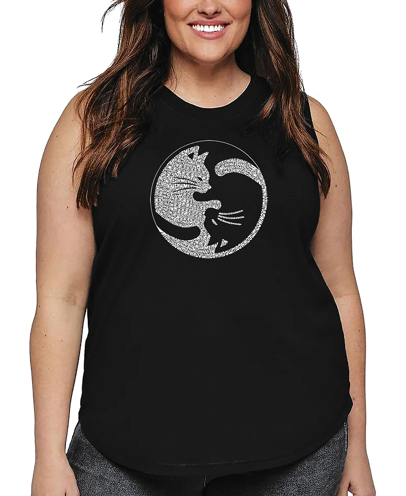 La Pop Art Plus Yin Yang Cat Word Tank Top