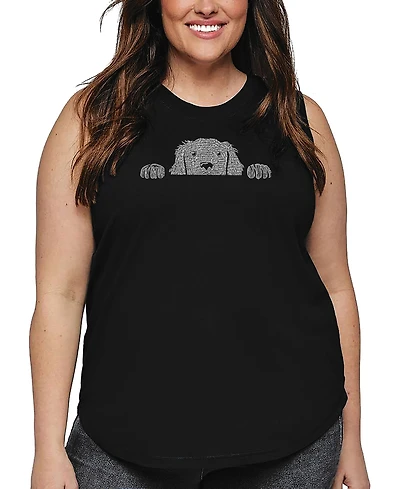 La Pop Art Plus Peeking Dog Word Tank Top
