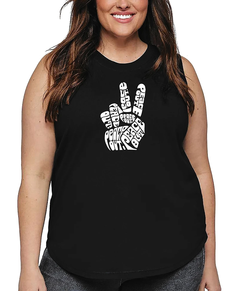 La Pop Art Plus Peace Out Word Tank Top